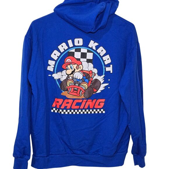 Nintendo Mario Brothers Mario Cart Graphic Hoodie Blue Youth 18 Mens Small - Picture 2 of 7